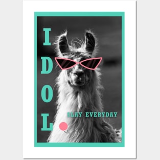 Llama idol slay everyday - biscay green pink Posters and Art